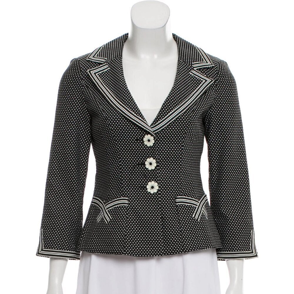 Vintage Nanette Lepore Polka Dot Stripe Cotton Blazer Jacket